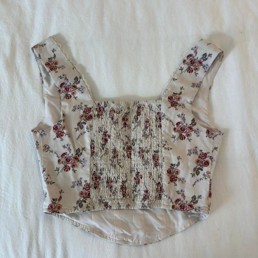 White and pink floral corset - Picture 4 of 5